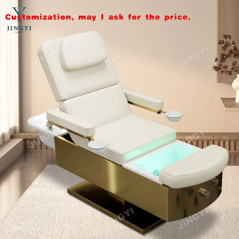 

На заказ.Современная роскошная базовая легкая кровать для серфинга, педикюра, шампуня, белая терапия, кровать для салона мытья волос