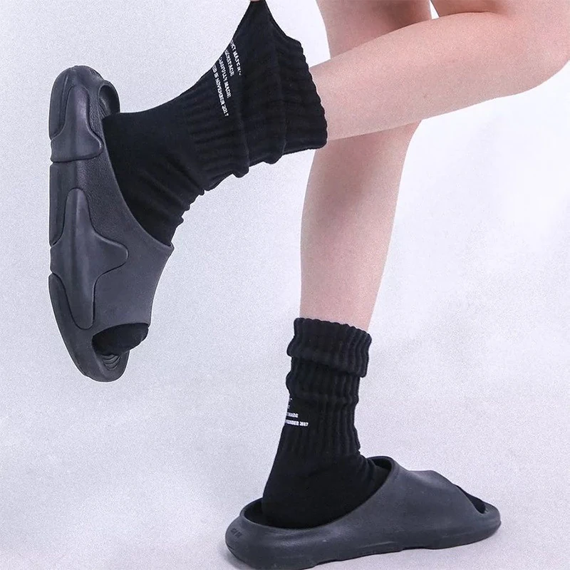 Women Winter Floor Socks Vintage Letter Medium Tube Socks Knitted Sports Socks Solid Thickened Socks Sports Japanese Harajuku