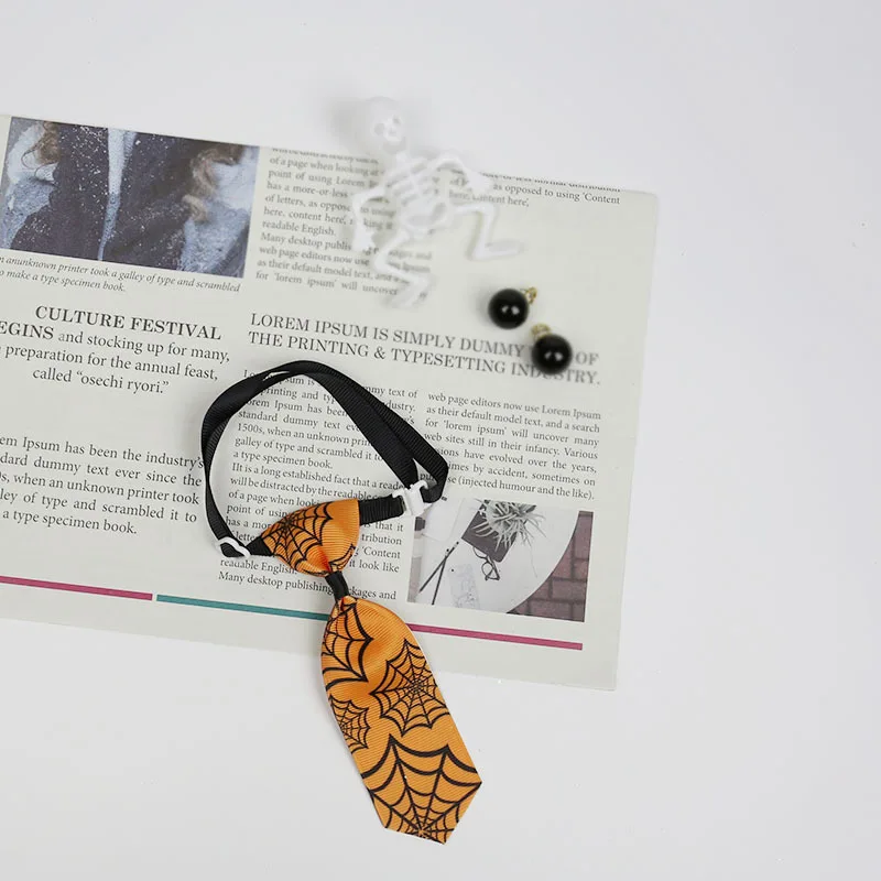 Corbata para fiesta de Halloween, decoración para mascotas, camino, fantasma, calavera, telaraña, gato, perro