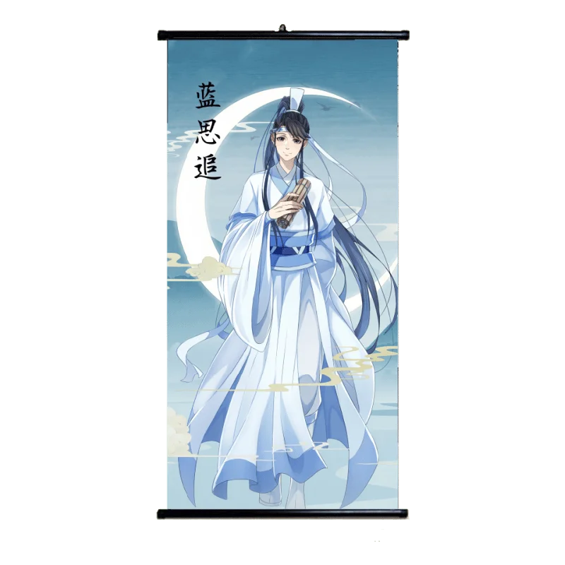 Anime Grandmaster of Demonic Cultivation Solid Wood Hanging Shaft Cosplay Decorative Picture Cloth Poster Gift Hang A 