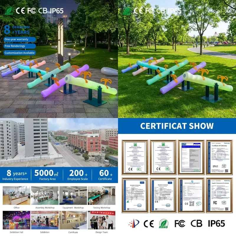 Outdoor Use Garden Decoration LED Illuminated Environmental PE Material IP65 Rated Multi-Color Seesaw Lamp for Adults Party
