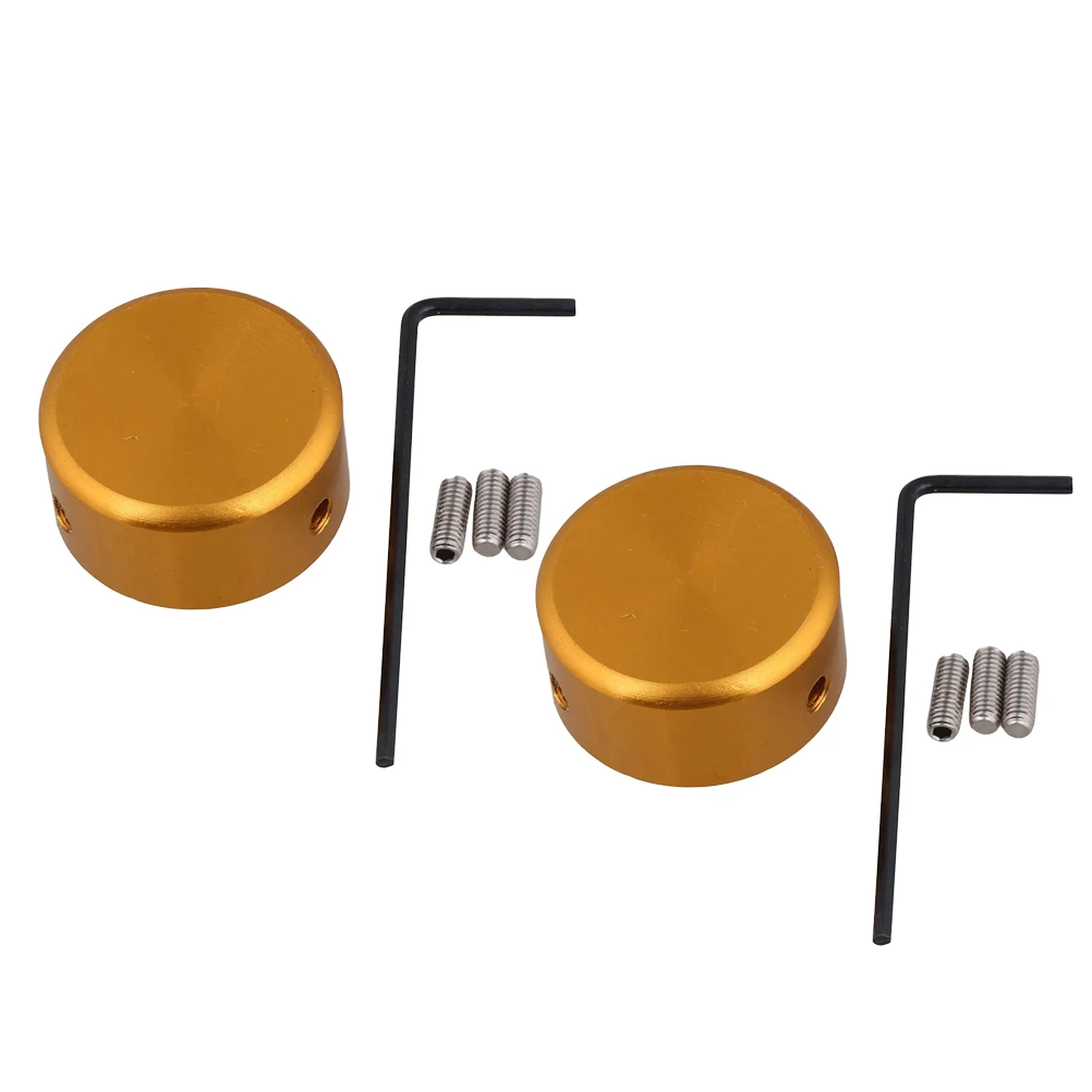 

2Sets Guitar Aluminium Alloy Durable Footswitch Topper Pedal Protection Effect Caps Golden Cap 3 Screws 1