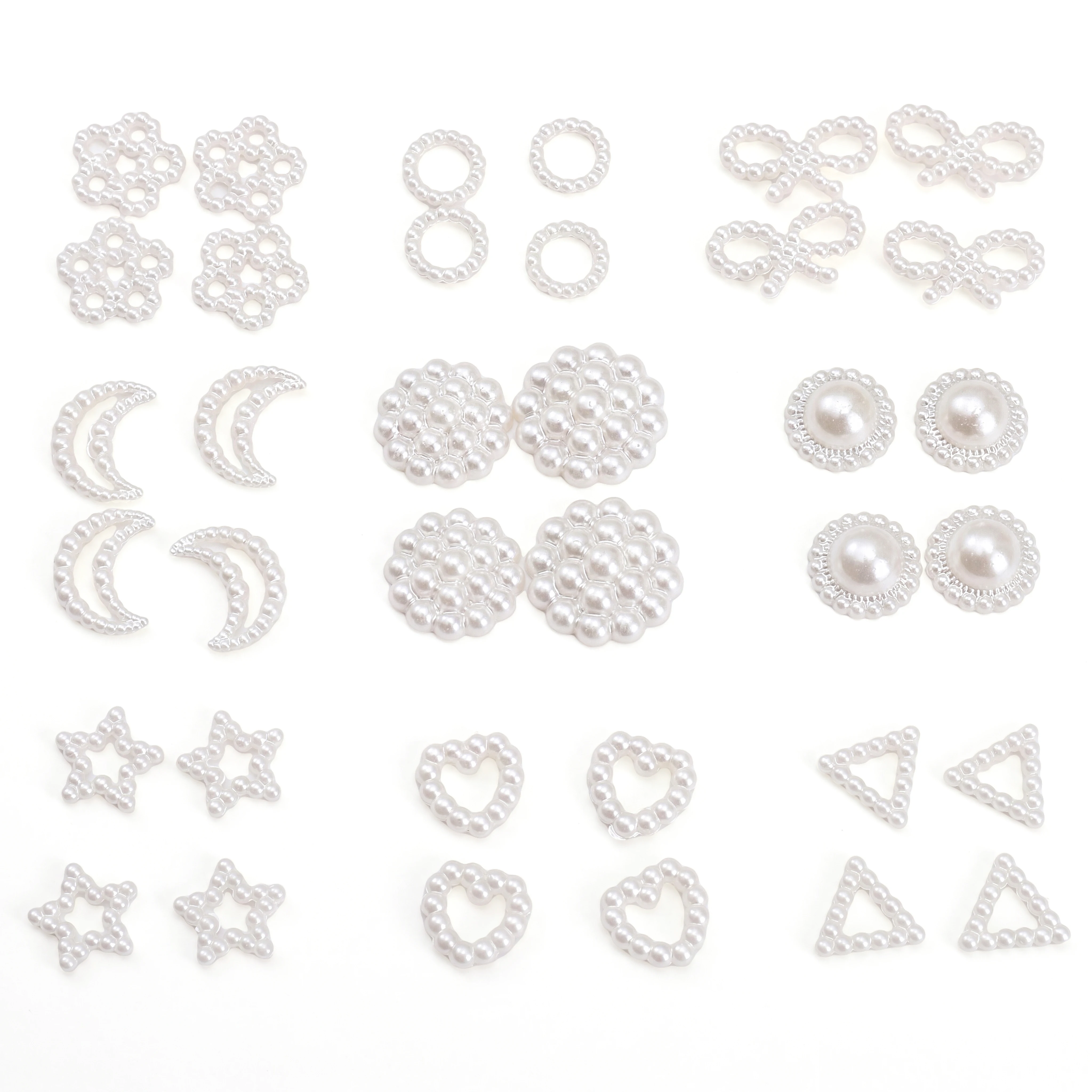 50/100Pcs ABS Imitation Pearl Patches Heart/Star/Flower/Moon/Bowknot Shape Bead For Jewelry DIY Making Handmade Craft Decoration