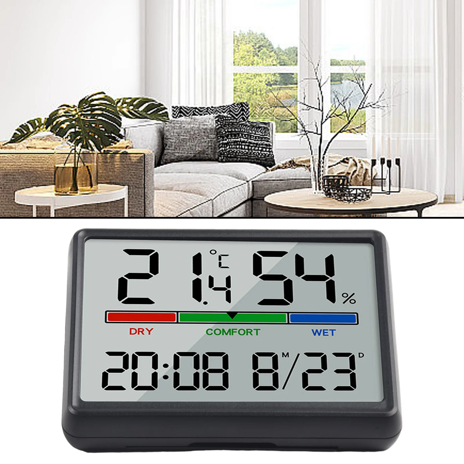 Battery Powered Clock Digital Wall Clock Support Stand Displays Time And Temperature Magnetic Design For Home For Refrigerator