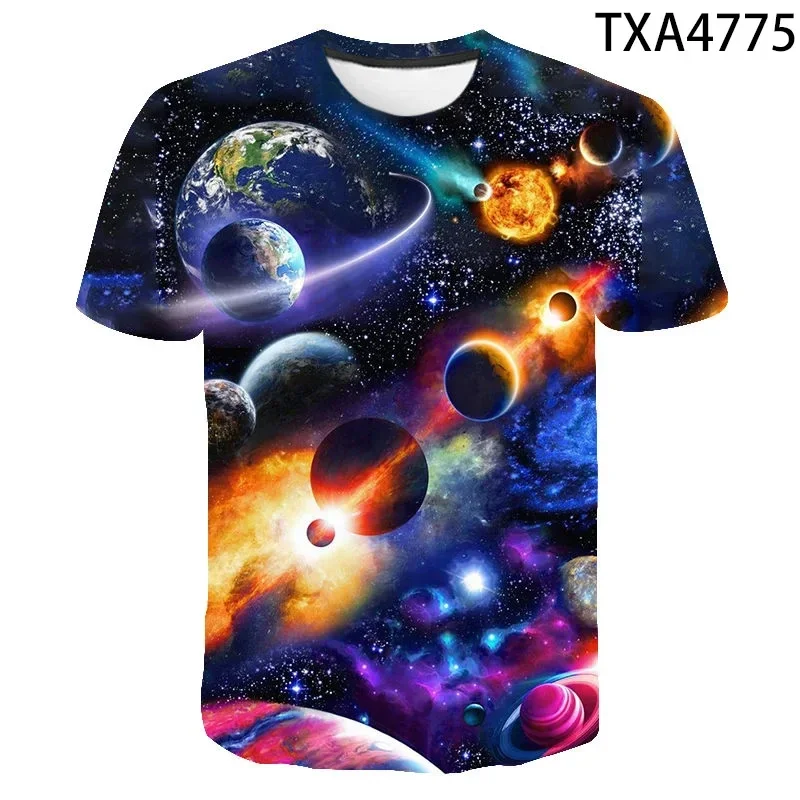 

Astronaut Space Milky Way Universe Planet 3D Printed T Shirt Summer Boys Girls Children Short Sleeve T-Shirt Kids Streetwear