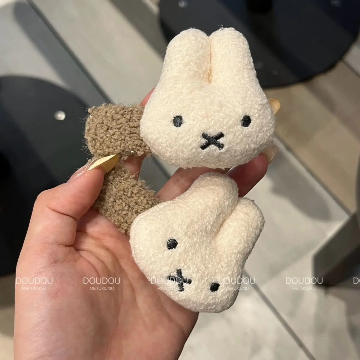 2Pcs Kawaii Miffy Rabbit Plush Hair Clip Cute Cartoon Style Bangs Clip Bb Hair Accessories for Girls Headwear Birthday Gift Toys