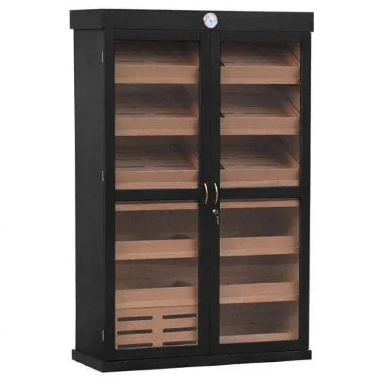 

custom.Black Spanish Cedar Cabinet Smoke Display Stand Wooden Cigar Humidifier Cabinet Large Cigar Lounge Decoration Cigar Cabin