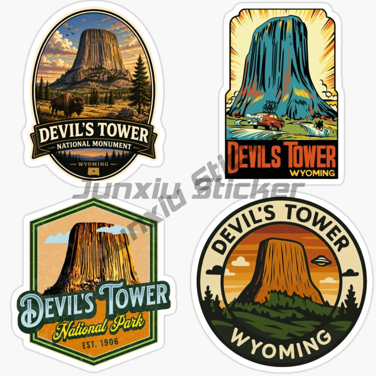 DEVILS TOWER WYOMING America Tourist Commemorative Stickers Decorate Motorcycle Helmets with Self-adhesive Stickers