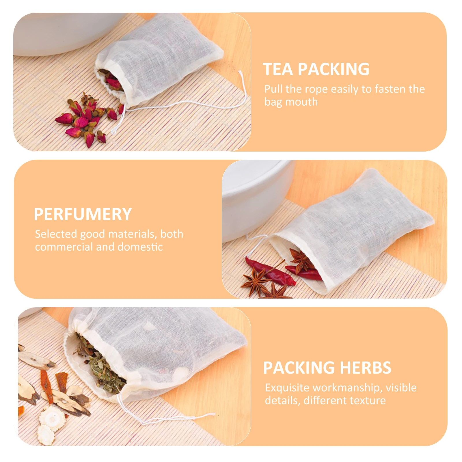 

7pcs Pure Cotton Bags Reusable Drawstring Filter For Soup Tea Spice Coffee Herbal Medicine Strainer Kitchen Seasoning Gravy Stew