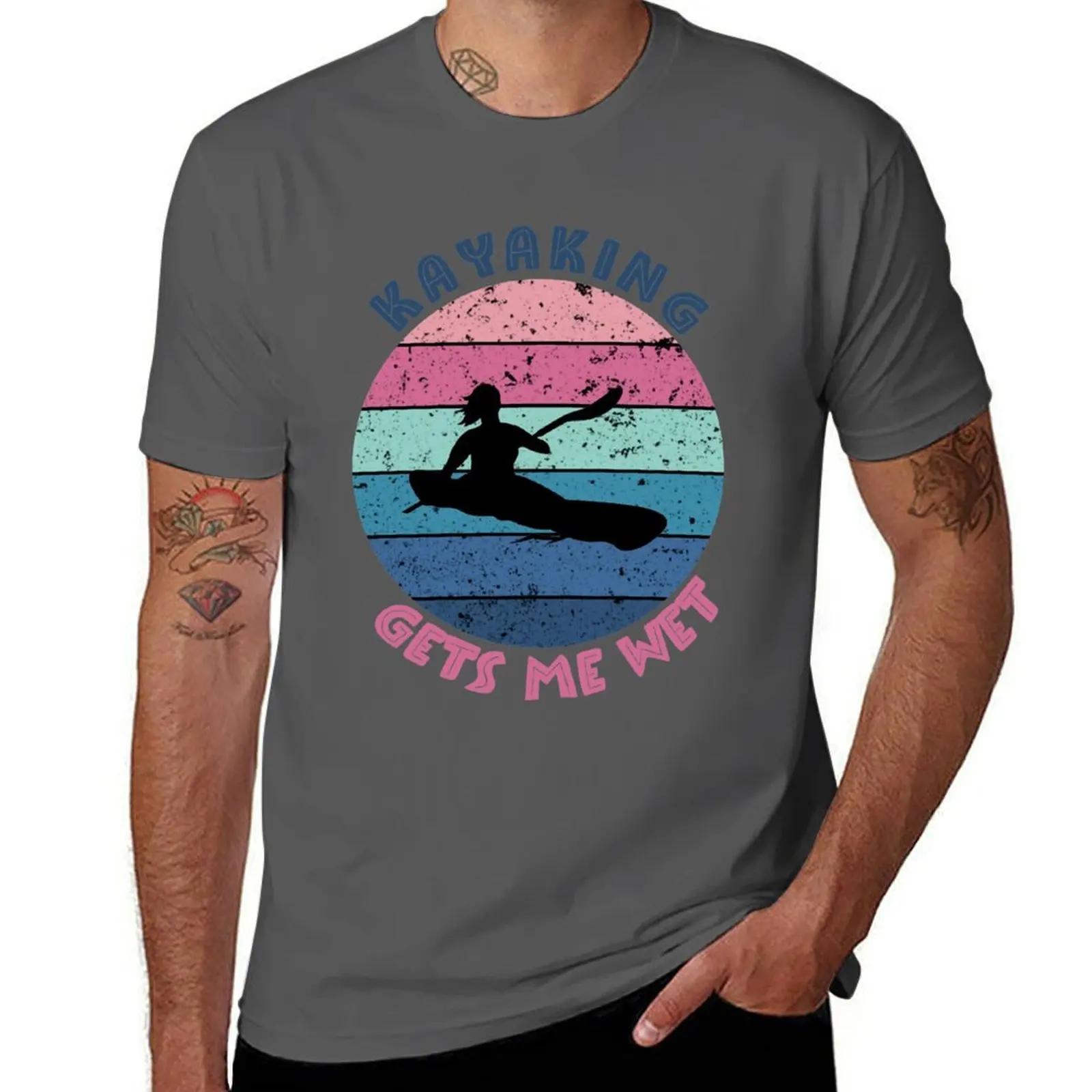 

Kayaking gets me wet girl vintage T-Shirt Abstract Pattern Print Top