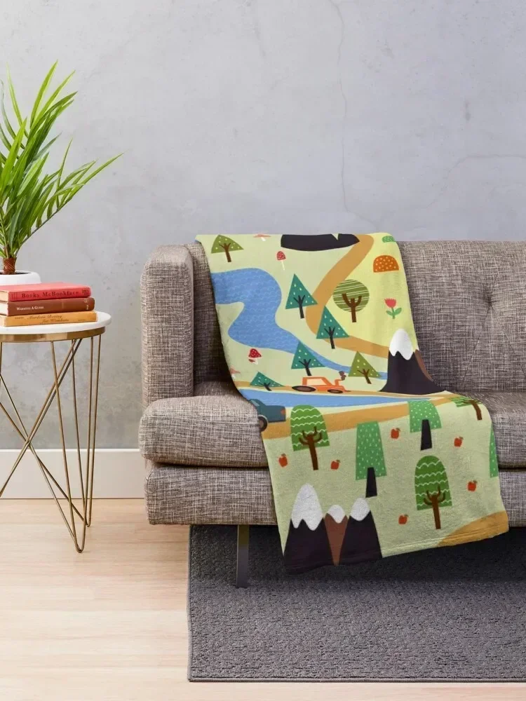 kids seamless, all over road print with cars, trees, trainsplaymat Throw Blanket Baby Hair Fashion Sofas Blankets