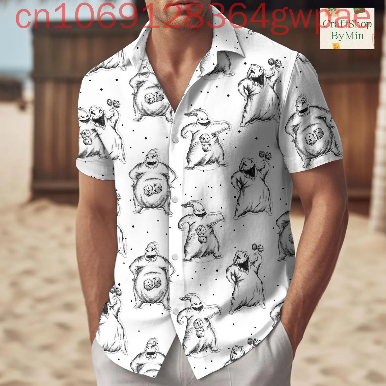 

Oogie Boogie Гавайские рубашки с 3D принтом, мужские и женские детские летние повседневные пляжные рубашки с короткими рукавами, модные рубашки на пуговицах Disney