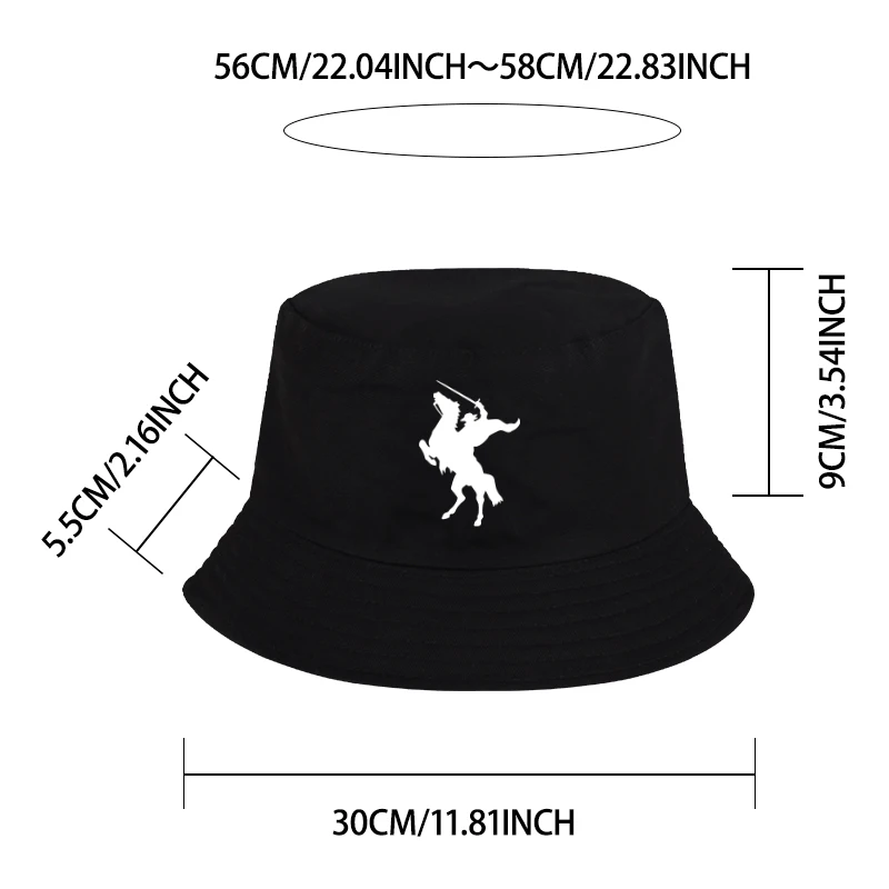 Knight Horse Rider Print Bucket Hat Casual Foldable Fisherman Hat for Men Women Daily Streetwear Outdoor Travel Vacation
