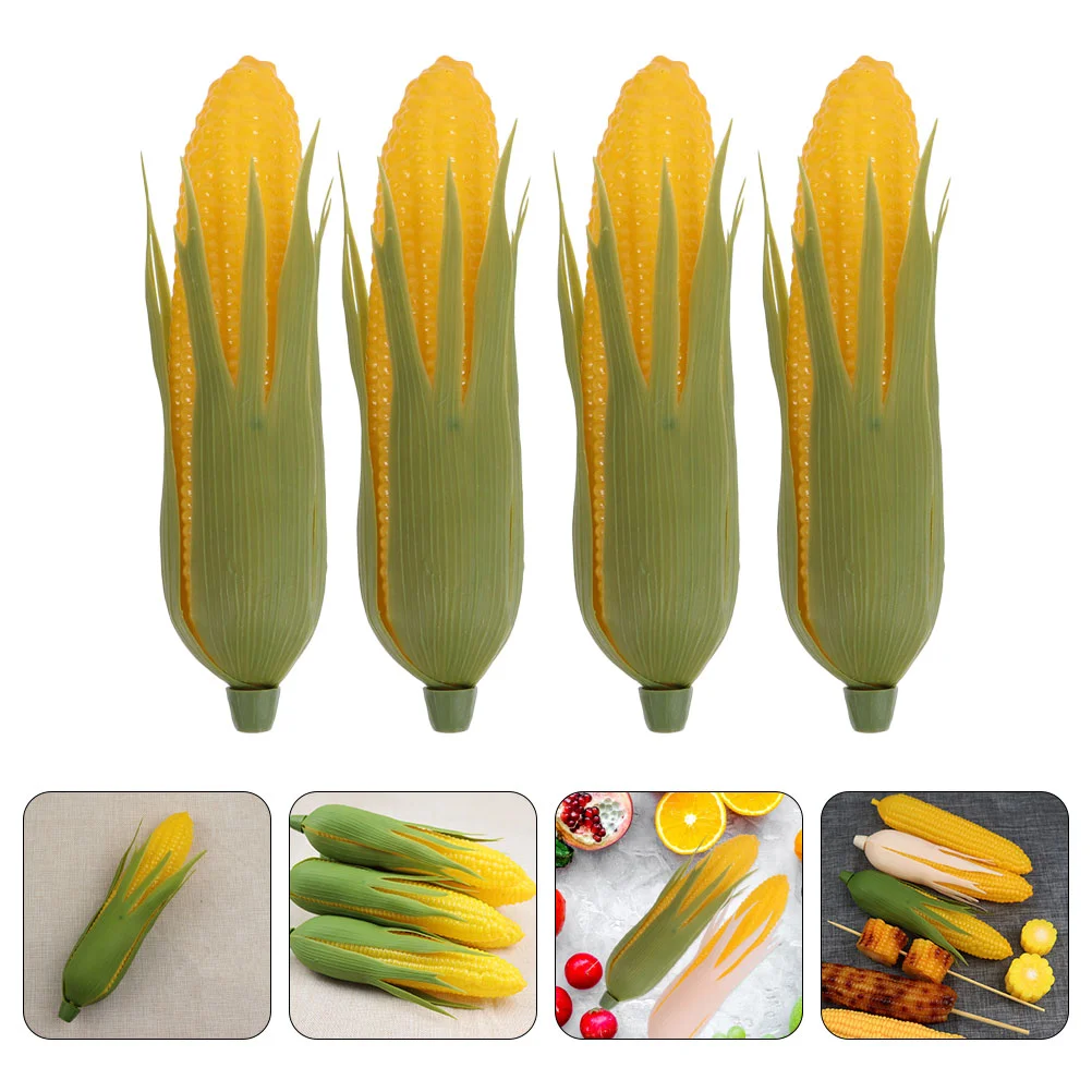 4 Pcs Vegetables Simulation Corn Kitchen Decor Pillar Faux Model Restaurant Display Models Artificial Prop Child