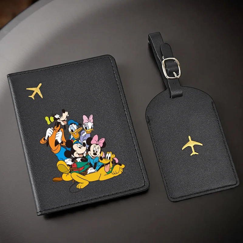 

2 шт., бирки для паспорта и багажа с персонажами Микки и Минни Дональда — персонализированные дорожные документы с легким и складным дизайном