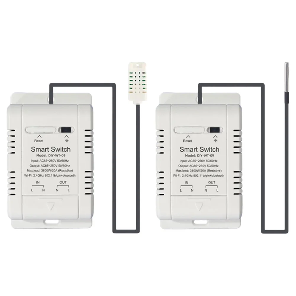 1 peça th16 wifi interruptor inteligente de controle de temperatura e umidade 16a/3500w interruptor à prova d'água sem fio funciona com casa