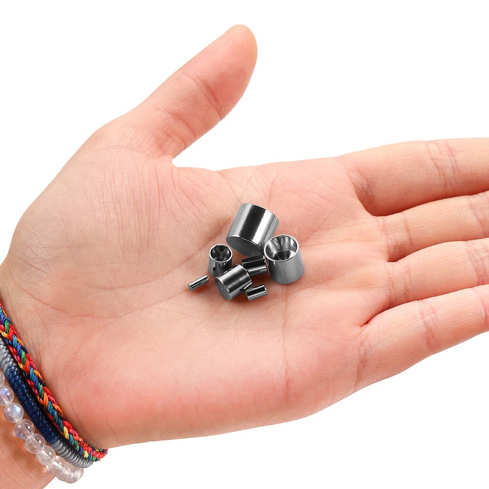 20-30pcs/lot Stainless Steel 1.2-10mm Tassel End Tip Cap Leather Cord End Crimp Caps Beads For DIY Jewelry Making Accessories