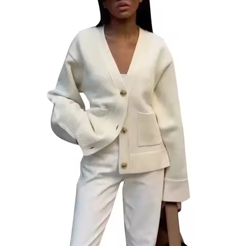 TWOTWINSTYLE Solid Spliced Button Loose Jackets for Women V Neck Long Sleeve Temperament Coats Female Fashion