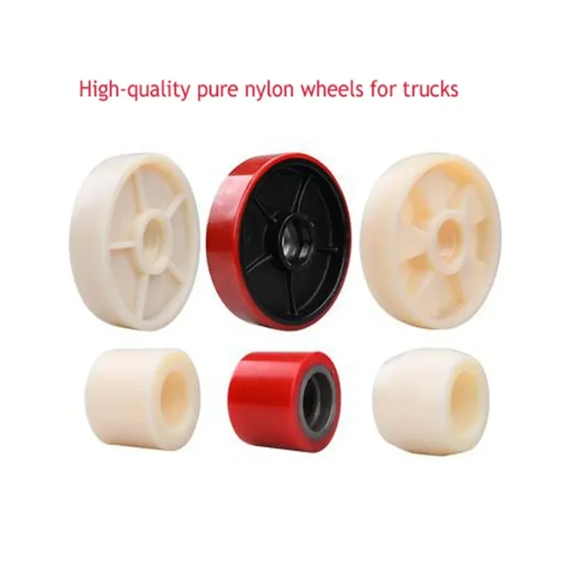 Forklift Wheel Accessories Nylon Wheel Manual Hydraulic Truck Ground Bull Cart Iron Core PU Polyurethane Lifting Bearing High-qu