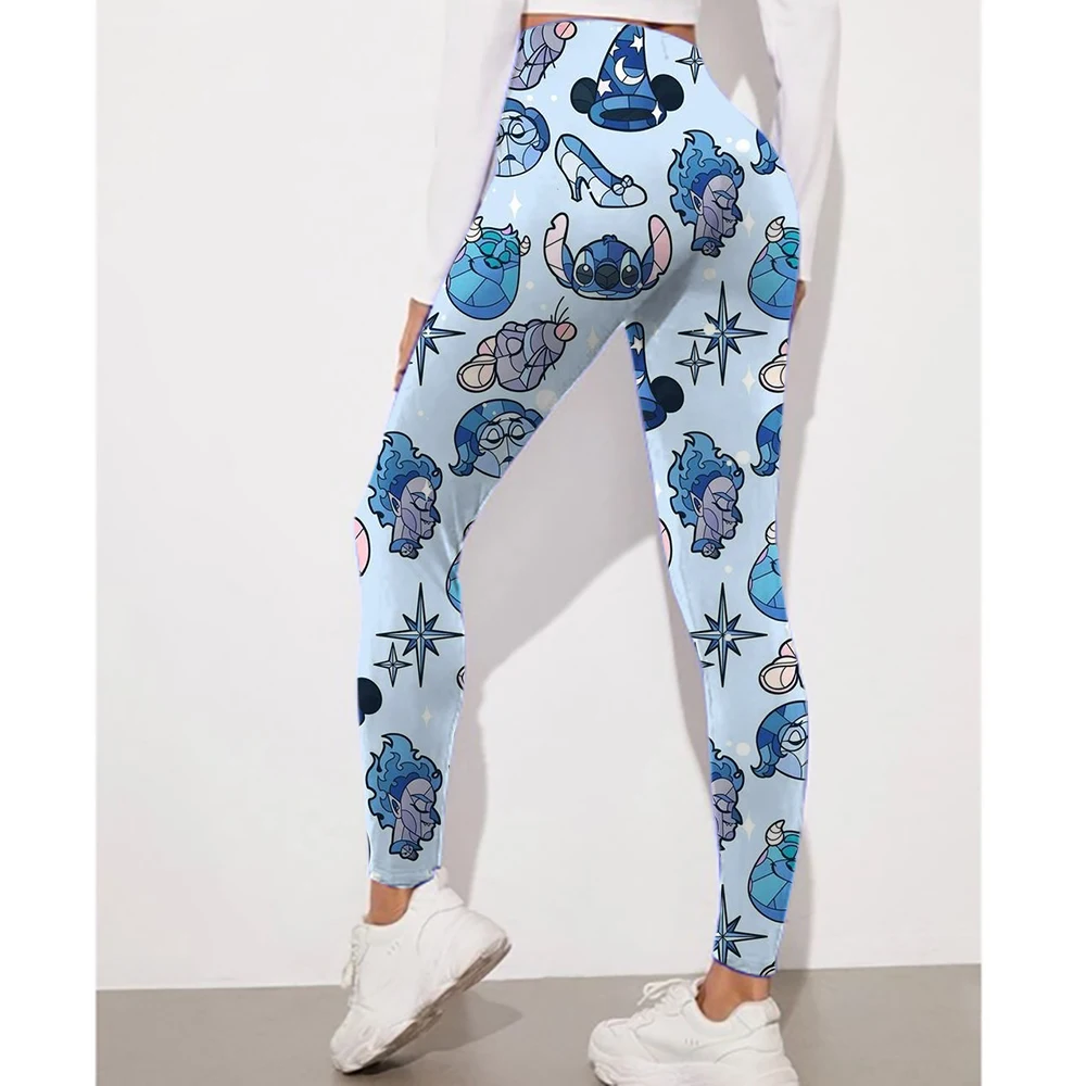 Disney Stitch print Sport Legging Women Stretch Gym Pants Women Running Workout Leggings Female Soft Tights Push Up Yoga Pants