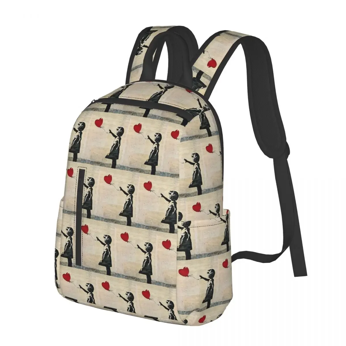 Banksy's Girl With A Red Balloon Student Backpack School Bag Hiking Travel Daypack for Boys Girls Bookbag Shoulder Bags