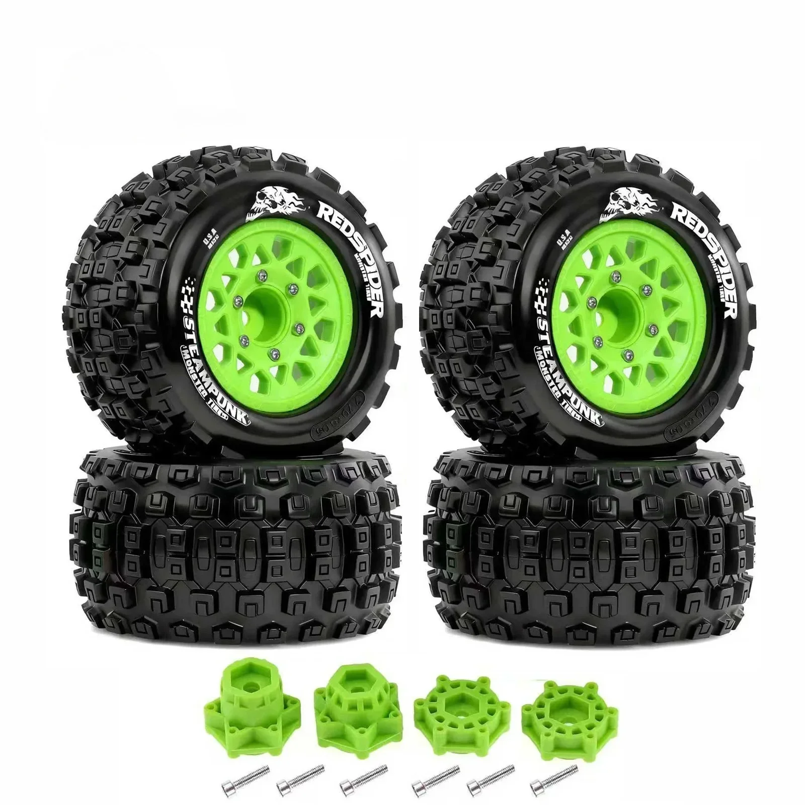 

4Pcs 2.8" MT RC Tires with 12mm/14mm Hex Adapter 1/10 RC Truck Tires for Arrma Big Rock Granite VORTEKS 3S Traxxas Rustler