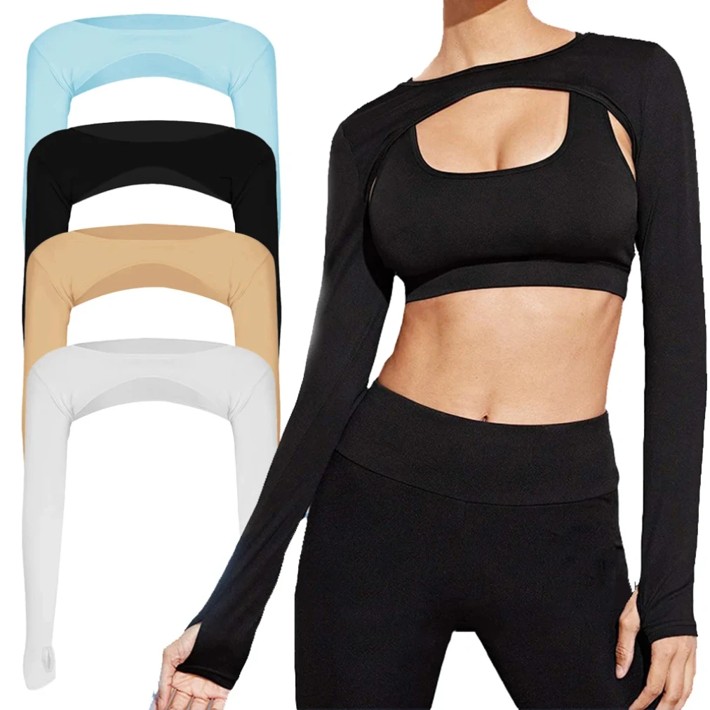 Populer Populer One Piece Lengan Panjang UV Penutup Lengan Wanita Polos Mengangkat Bahu Jilbab Atasan Wanita Kardigan Mengemudi Bersepeda Dipotong Cape