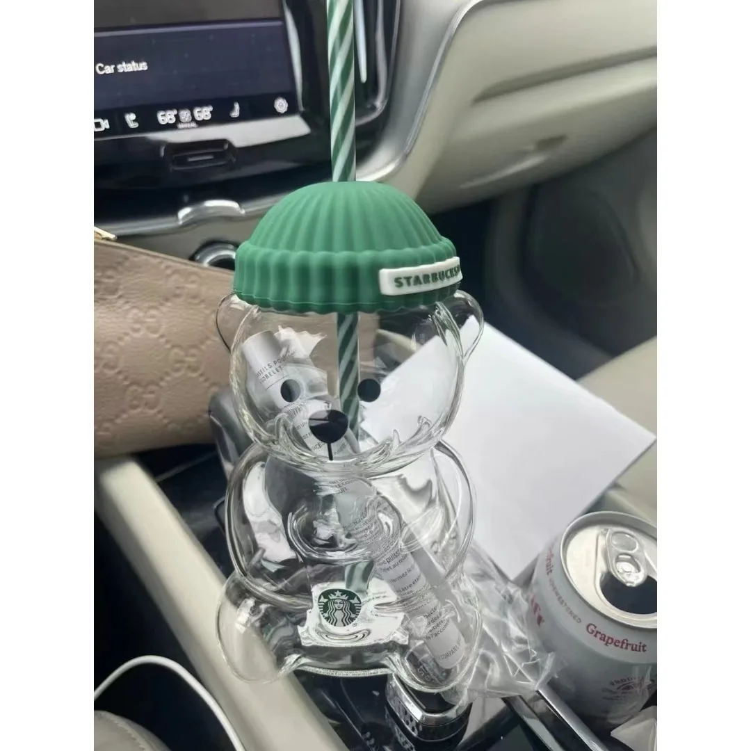 

Bear shaped Ins style durable hot water cup with high borosilicate transparent commuting milk tea and coffeetexture,easy touse