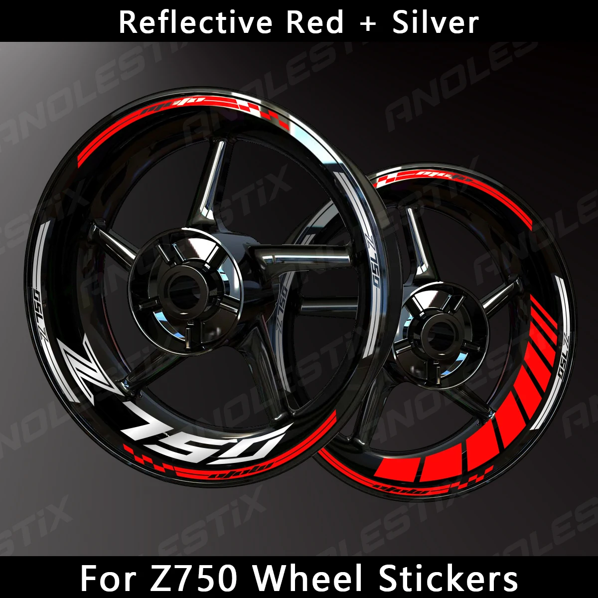 AnoleStix Reflective Motorcycle Wheel Sticker Hub Decal Rim Stripe Tape For Kawasaki Z750 2024 20223 2022 2021 2020 2019 2018