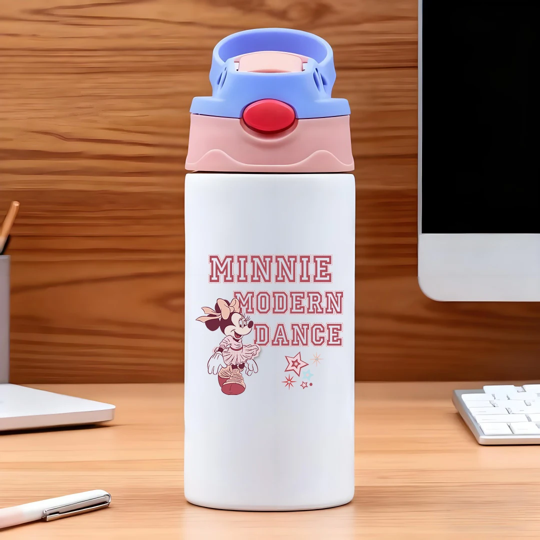 

Disney vintage Minnie Mouse dance shoe design 304 stainless steel cartoon straw cup children's water cup New Year gift