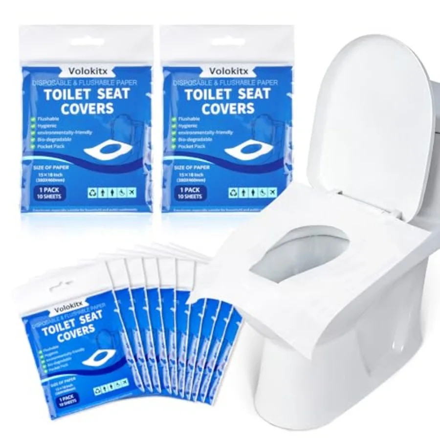 

120 Pcs Toilet Seat Covers Disposable Flushable, XL Travel Toilet Seat Covers for Public Bathrooms, Road Trips, Camping and On-