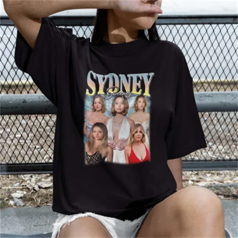 

Sydney Sweeney Tee New Merch T-shirts Cosplay Women Men Fashion Casual Crewneck Short Sleeve Clothing Streetwear T-shirt Gift