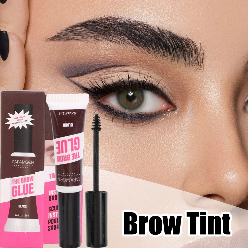 Lasting Eyebrow Enhancer Cream with Brush 4 Colors Waterproof Fast Tint Easy Dye DIY Natural Eyebrow Gel Tattoo Tint Cosmetics