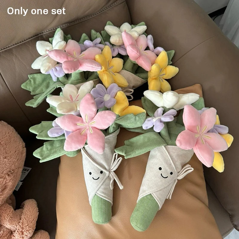 Plush Flower Plush Toys Bouquet Doll Cartoon Stuffed Pillow Cherry Blossom Narcissus Birthday Graduation Day Gift