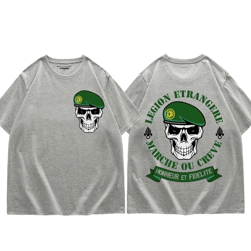 France Foreign Legion 2 Rep Skull Graphic T Shirts Men\'s Oversized Vintage Short Sleeve T-shirt Harajuku Gothic Fashion T-shirts