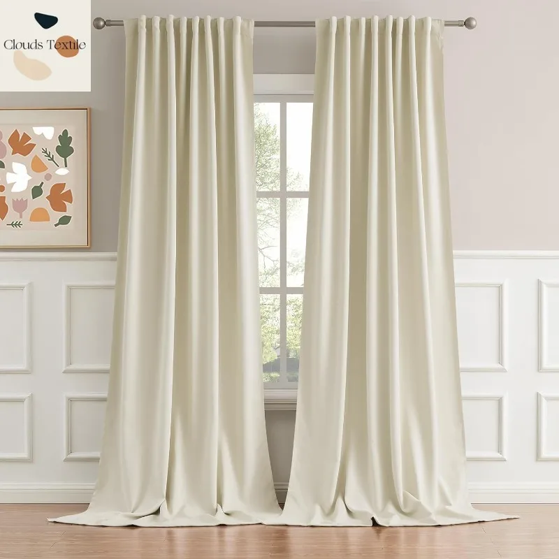 W100cmXH200cm W100cmXH260cm W132cmXH213cm W132cmXH241cm W140cmXH245cm Beige Curtains for Living Dining Room Bedroom