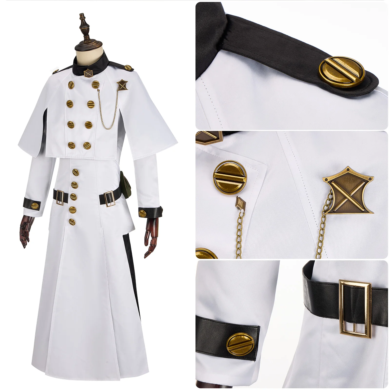 Disfraz de Cosplay de Anime Nael para hombre, bata blanca con bolsa de cintura, uniforme de Halloween, traje de fiesta de Carnaval