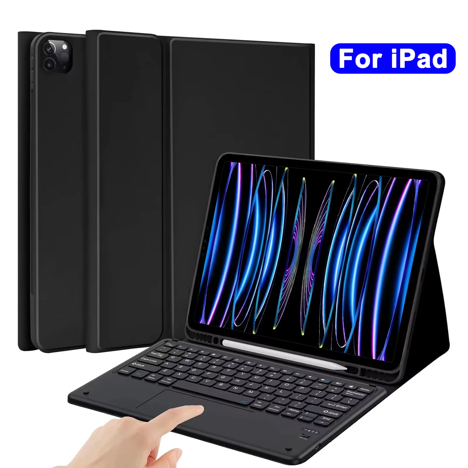 Funda con teclado para iPad Air 11 M2/M3, Pro 11 13 M4 2024, funda con teclado desmontable para iPad Pro 11 12.9, iPad 7.ª/8.ª/9.ª/10.ª generación, iPad Air 4 5/iPad A16 2025 con portalápices.