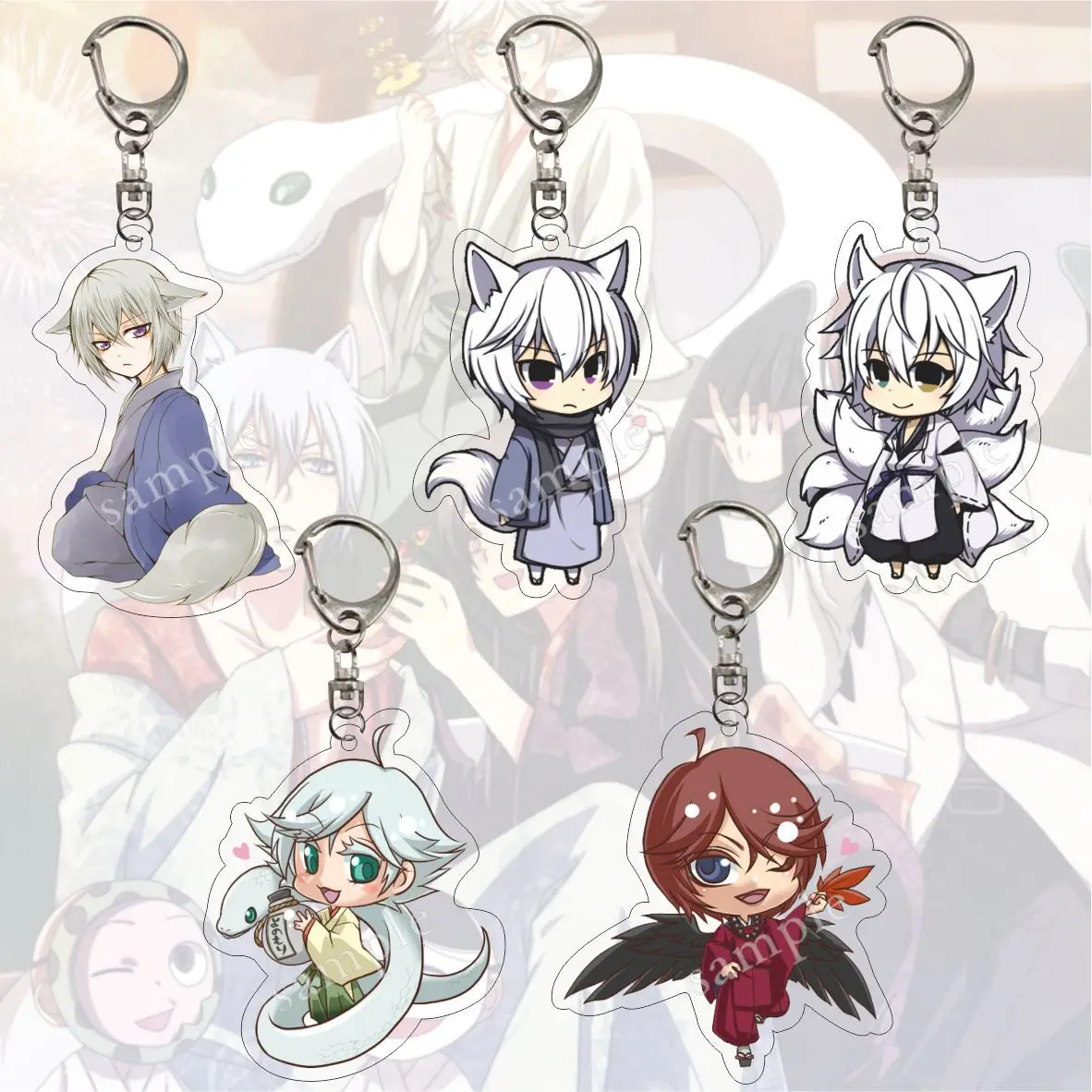 Classic Kamisama Kiss Kamisama Love Keychain Cute Tomoe Kurama Mi Zu Ki Anime Figures Acrylic Key Chain Gift for Friends Fans