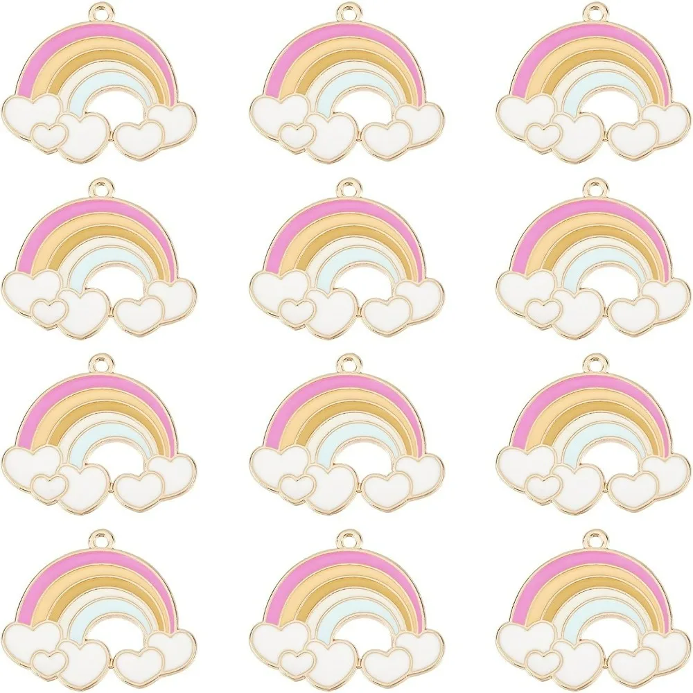 1 Box 30Pcs Enamel Rainbow Charms Rainbow Cloud Love Charm for Jewelry Making Charms Heart Shape Cloud Weather Charm Earring