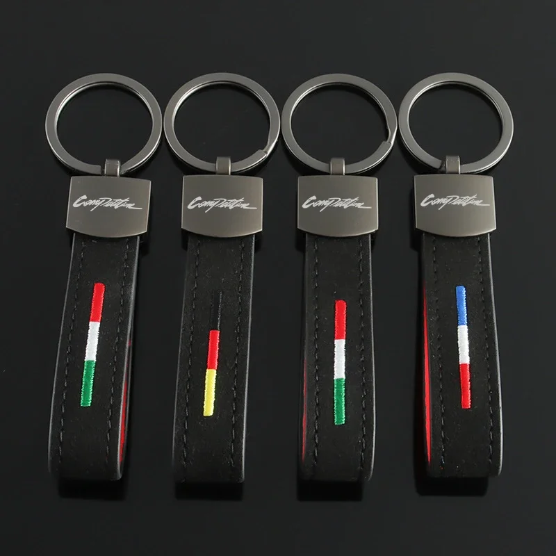 Car Keychain Keyring Suede Key Rings Holder Pendant for Mitsubishi Competition Logo ASX Grandis Pajero Galant Eclipse