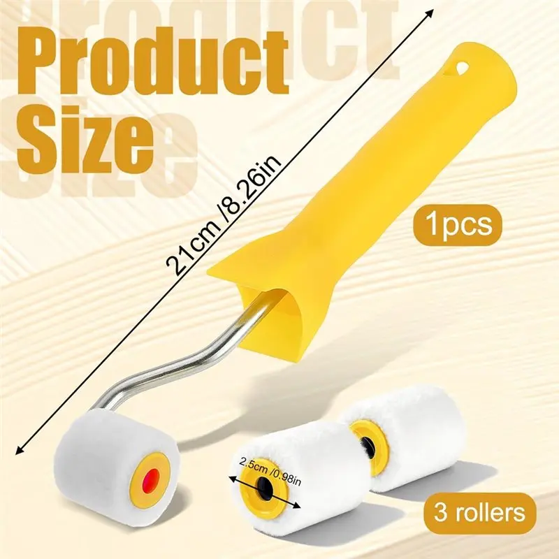 【توفر الآن】فرشاة طلاء أسطوانية صغيرة جدًا من الصوف مقاس 1 بوصة، أسطوانة طلاء صغيرة + بكرتين، أداة فرش دهانات صغيرة لتقليم اللمس