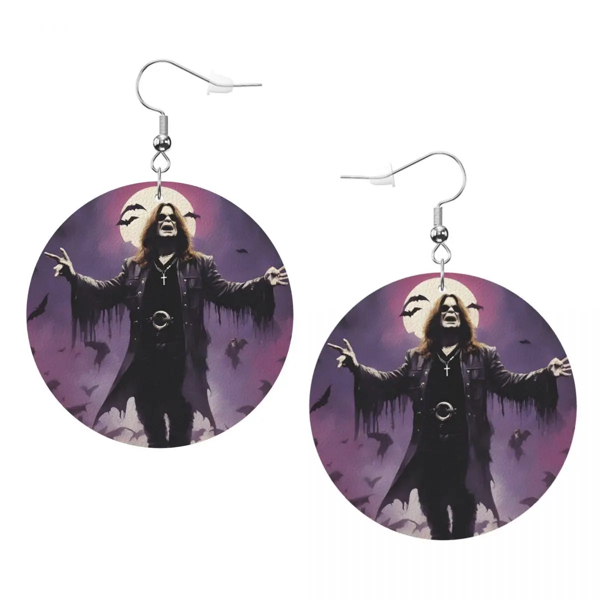 

Custom Ozzy Osbourne Leather Teardrop Earrings for Women Leather Earrings Prince Of Darkness Lightweight for Parties Holidays