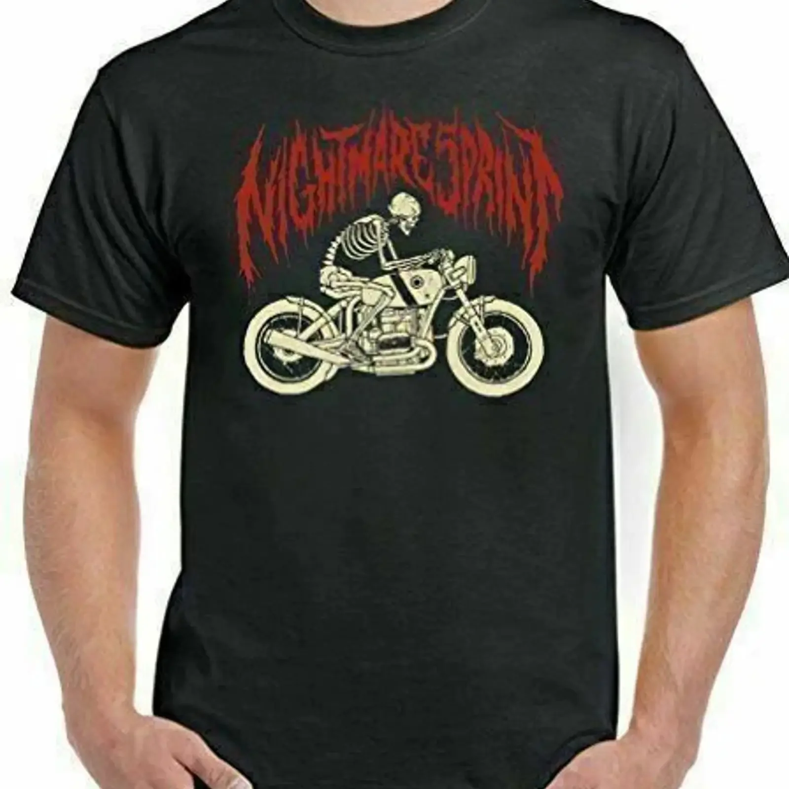 Cafe Racer Biker T Shirt Mens Motorbike Motorcycle Nightmare Sprint TEE vintage Washed fashion designer clothes Slightly Unisex