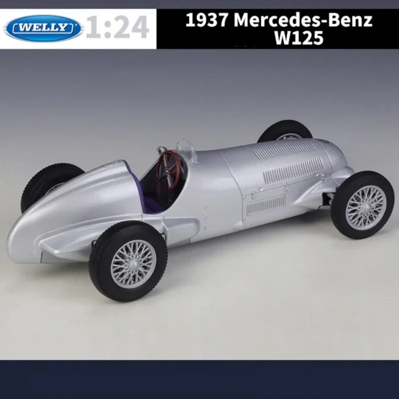 WELLY-Modèle de voiture de sport classique en alliage moulé sous pression, véhicules jouets, simulation de voiture, cadeau pour enfants, Mercedes Benz W125, 1/24, 1937