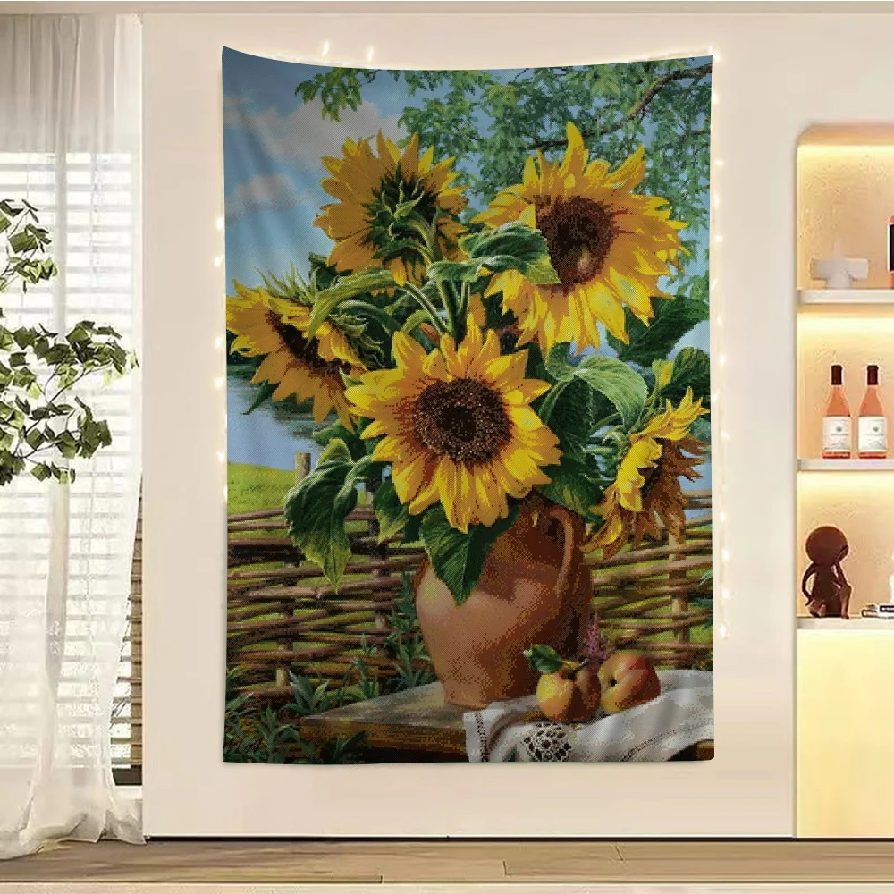 

Sunflower Tapestry Art Printing Art Science Fiction Room Home Decor Wall Art Decor