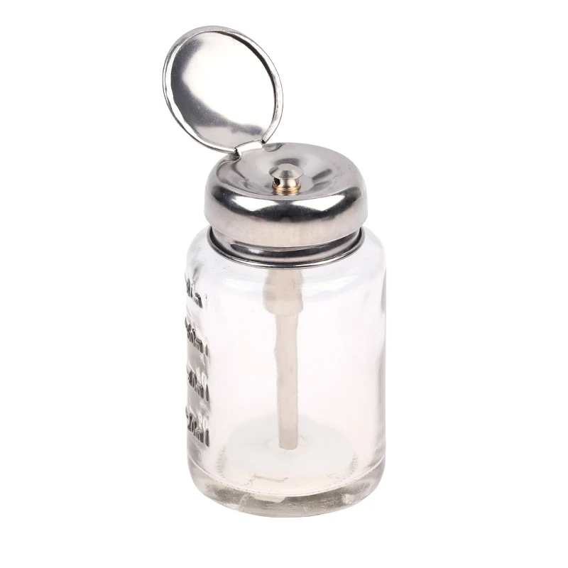 100Ml Dispenser Pomp Fles Nagellak Naar Beneden Duwverwijderaar Flessen Lege Pomppot Airless Pers Manicure Heldere Vloeibare Make-Up