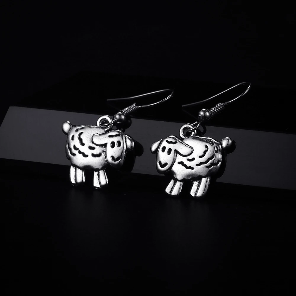 Trendy Vintage Little Sheep Shape Dangle Antique Bronze Plated Earrings for Women and Man Retro Cute Punk Drop Earrings Jewelry