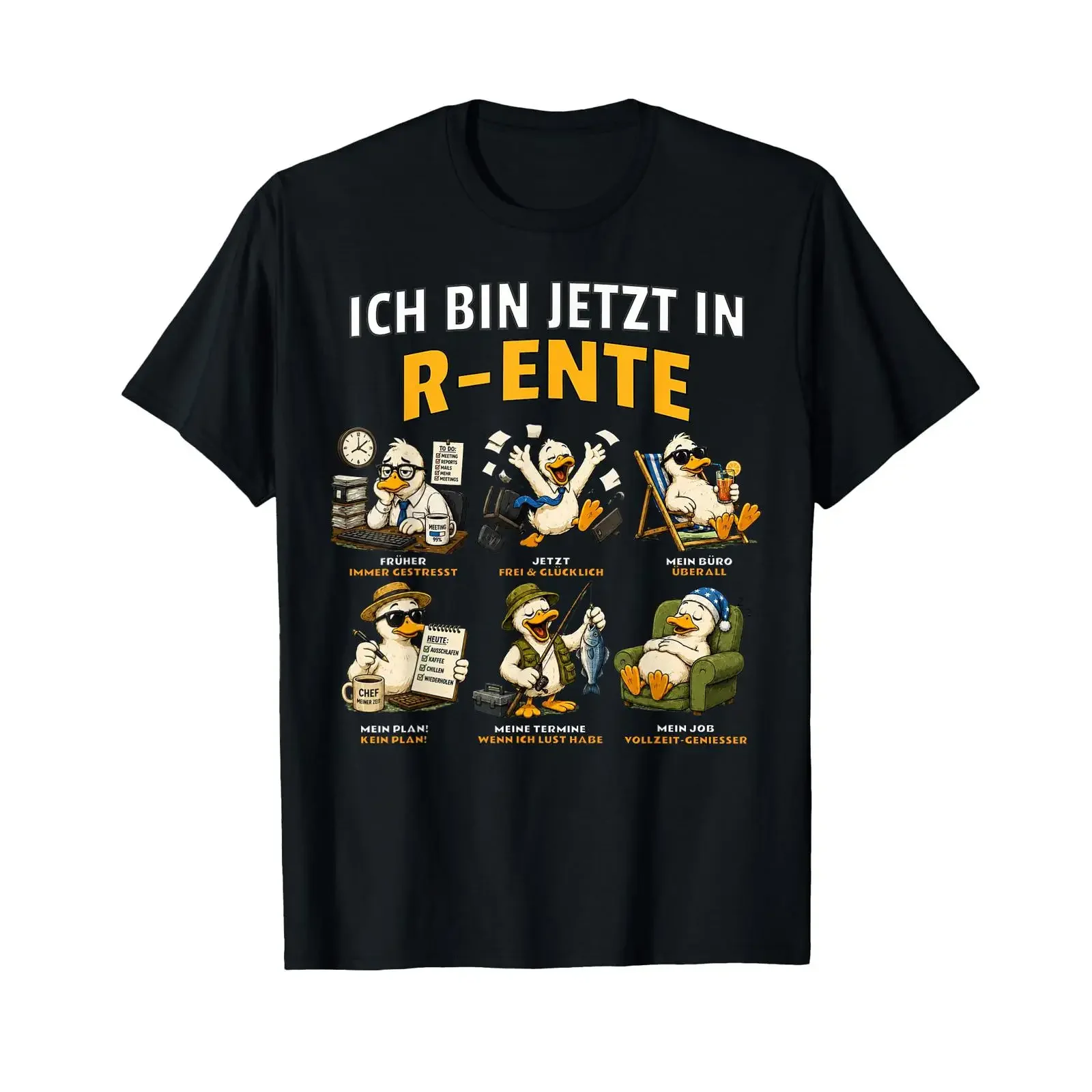 T Shirt with German Text Ich Bin Jetzt R Ente Ruhestand Language vintage Washed Breathable streetwear Slightly Casual