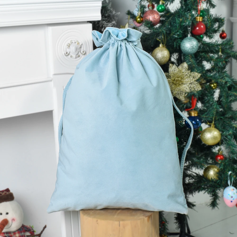 Solid Color Velvet Christmas Bag, Christmas Gift Bag, Large Capacity Bundle Pocket, Christmas Decoration Bag